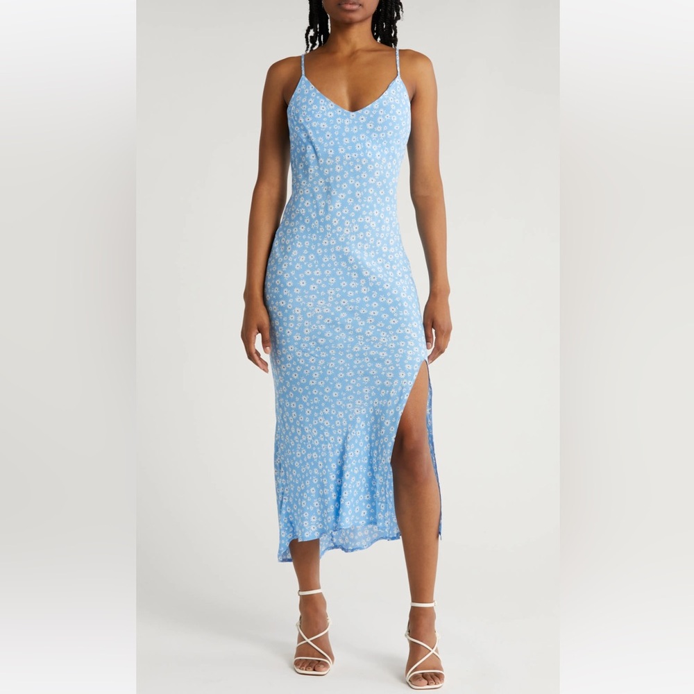 The Workshop by Blu Pepper Blue Floral Midi Slip Dress